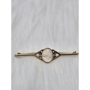 Antique Victorian 10k Gold Carved Cameo Brooch Pin 2.5g